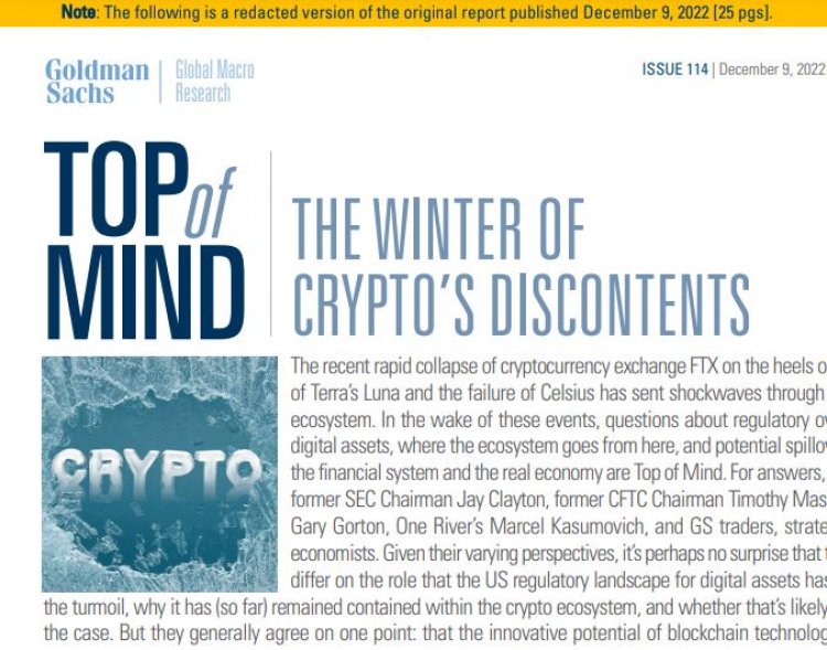 Goldman Sachs предлагает свое видение будущего крипты в обзоре The Winter of Crypto’s Discontents